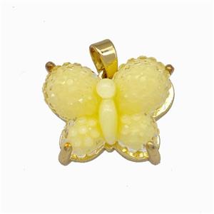 Yellow Resin Butterfly Pendant Gold Plated, approx 13-17mm