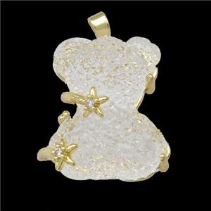 White Resin Bear Pendant Gold Plated, approx 20-22mm