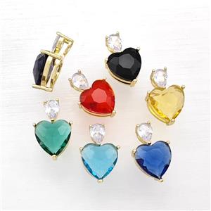 Chinese Crystal Glass Heart Pendant Gold Plated Mixed, approx 5-7mm, 12mm