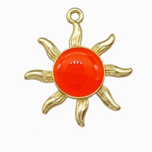 Copper Sun Pendant Gold Plated, approx 20mm