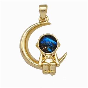 Copper Moon Astronaut Pendant Gold Plated, approx 15-20mm