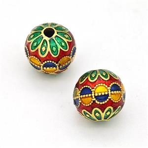 Copper Round Bead, Enamel Gold Plated, approx 10mm