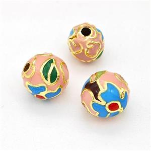 Alloy Round Bead, Enamel Gold Plated, approx 8mm