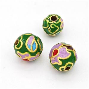Alloy Round Bead, Enamel Gold Plated, approx 8mm