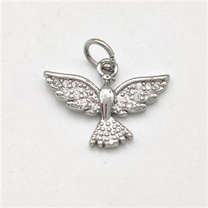 Copper Eagle Pendant Pave Zirconia Hawk Bird Platinum Plated, approx 10-16mm