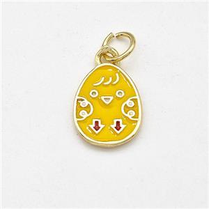 Chicken Charms Copper Pendant Yellow Enamel Gold Plated, approx 9-12mm