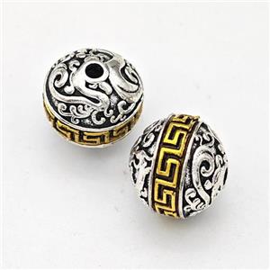 Tibetan Style Alloy Round Beads Antique Silver Gold, approx 12mm, 2mm hole