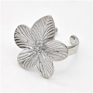 Copper Flower Rings Platinum Plated, approx 25mm, 18mm dia