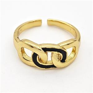 Copper Rings Black Enamel Gold Plated, approx 8-19mm, 18mm dia