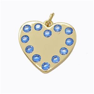 Copper Heart Pendant Micropave Zirconia Gold Plated, approx 20mm