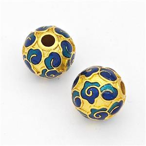 Copper Round Beads Painted Gold Plated, approx 10mm