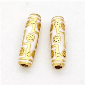 Copper Rice Beads White Enamel Gold Plated, approx 4.5-15.5mm