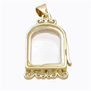 Copper House Locket Pendant Gold Plated, approx 14-22mm