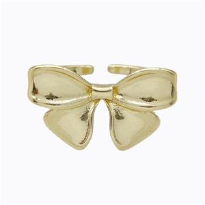 Copper Ring Bow Gold Plated, approx 15-25mm, 18mm dia