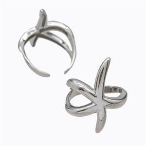 Copper Starfish Rings Platinum Plated, approx 12-25mm, 18mm dia