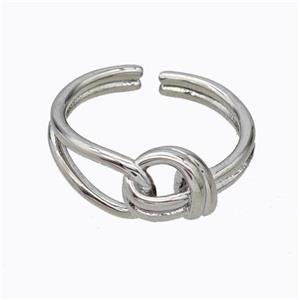 Copper Knot Ring Platinum Plated, approx 8mm, 18mm dia