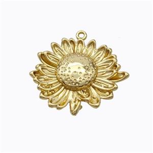 Copper Sunflower Pendant Gold Plated, approx 22mm