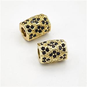 Copper Tube Beads Micropave Zirconia Large Hole Gold Plated, approx 8-11mm, 4mm hole