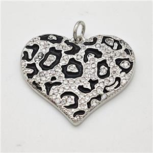 Copper Pendant Micropave Zirconia Black Enamel Platinum Plated, approx 21-24mm