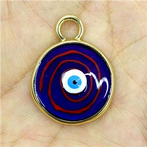 Copper Evil Eye Pendant Painted Gold Plated, approx 22mm