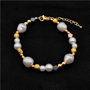 Copper Pearlized ABS Resin Bracelet Gold Plated, approx 6-12mm