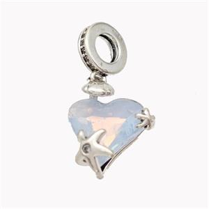 Copper Heart Pendant Pave Acrylic Platinum Plated, approx 13mm, 9mm