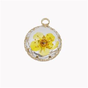 Acrylic Flower Pendant Gold Plated, approx 15mm