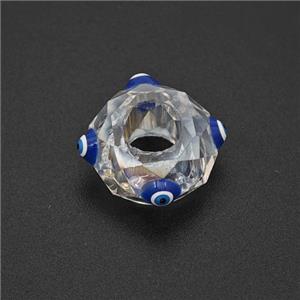 Crystal Glass Rondelle Beads With Evil Eye Large Hole Faceted, approx 14mm, 6mm hole