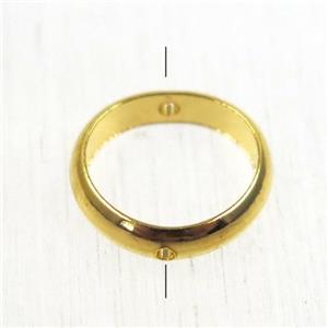 brass ring bead, 2 holes, gold plated, approx 12mm dia