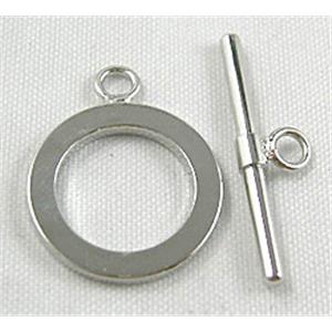 Platinum Plated Copper Toggle Clasp Nickel Free ,Jewelry Findings, 16mm dia, stick: 23mm length