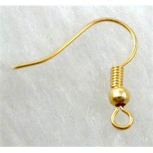 Gold Plated Copper Earring Hook, Nickel Free, 18mm length