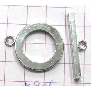 Copper toggle clasps, 25mm dia, stick: 35mm length, color code: D silver