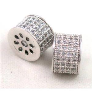 Zircon, copper spacer bead, platinum plated, approx 6.5x10mm