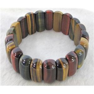 rainbow Tiger eye stone bracelet, AA grade, stretchy, approx 25x10mm, 55mm dia