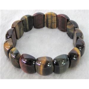 rainbow Tiger eye stone bracelet, AA grade, stretchy, approx 20x14mm, 60mm dia