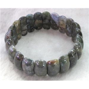Indian agate bracelet, stretchy, approx 22x10mm, 58mm dia