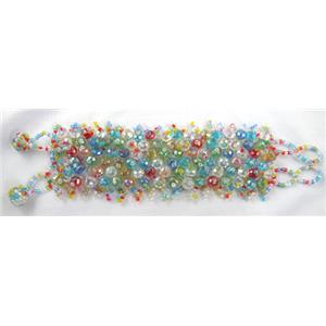 Chinese Crystal glass Bracelet, seed glass bead, colorful, approx 50mm wide, 7.5 inch(19cm) length