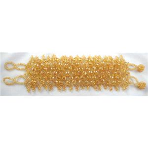 Chinese Crystal glass Bracelet, seed glass bead, gold champagne, approx 50mm wide, 7.5 inch(19cm) length