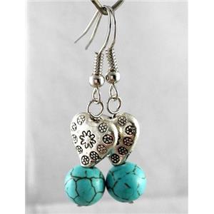 handmade earring with turquoise, copper, alloy bead, approx 30-60mm length