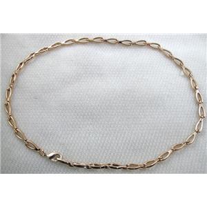 14K Gold Plated Alloy bracelet chain, Nickel Free, Lead Free, 6x16mm, 18 inch length, 14K gold