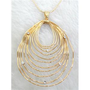 Handcraft Necklace, copper, gold plated, nickel free, lead free, 53x65mm, 16 inch length