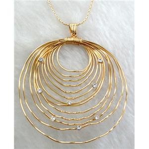 Handcraft Necklace, copper, gold plated, nickel free, lead free, 60mm dia, 16 inch length