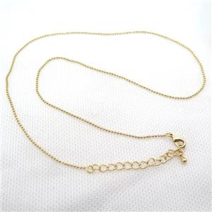 copper Necklace Chain, gold plated, approx 1.2mm dia, 42-48cm length