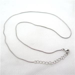 copper Necklace Chain, platinum plated, approx 1mm dia, 42-48cm length