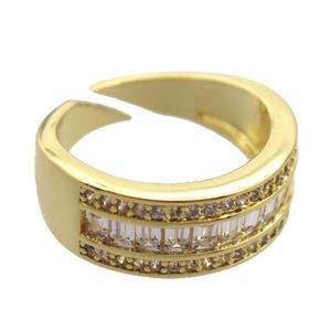 copper Rings pave zircon, gold plated, approx 7mm, 17mm dia