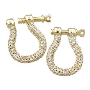 copper clasp pave zircon, gold plated, approx 16-20mm