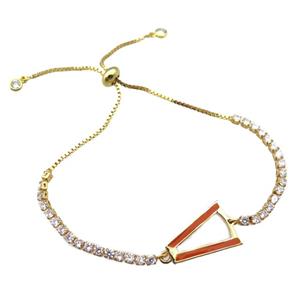 copper bracelet pave zircon, adjustable, gold plated, approx 14-18mm, 24cm length