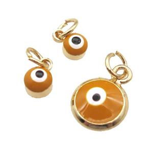 copper Evil Eye pendant with brown enamel, gold plated, approx 3.5mm