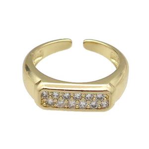 copper Ring pave zircon gold plated, approx 6mm, 18mm dia