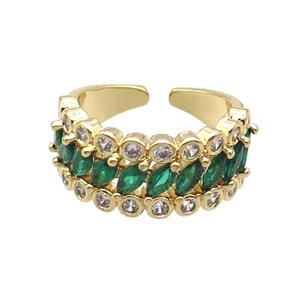 Copper Ring Pave Zircon Green Gold Plated, approx 10mm, 18mm dia